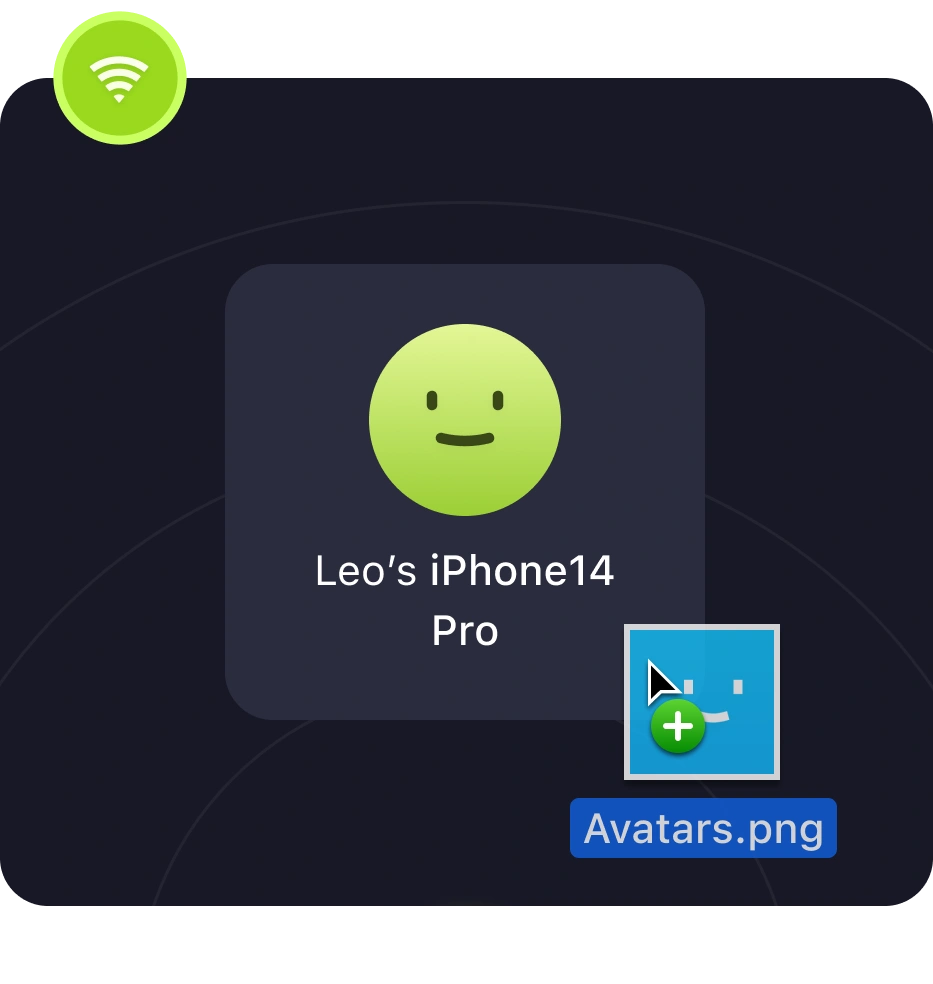 Drag and drop file sending interface